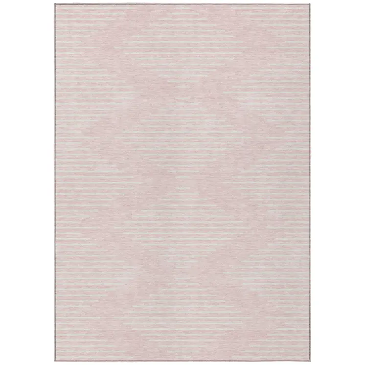 3' X 5' Pink And Gray Geometric Washable Indoor Outdoor Area Rug
