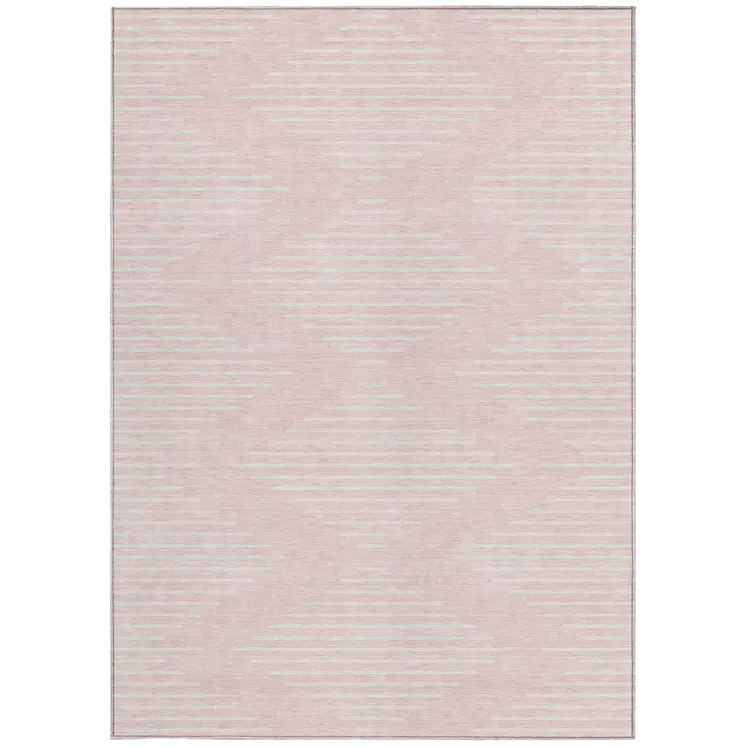 8' X 10' Pink And Gray Geometric Washable Indoor Outdoor Area Rug