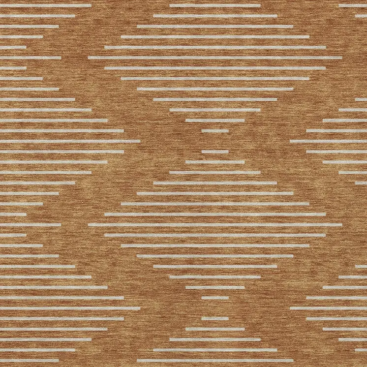 3' X 5' Copper And Beige Geometric Washable Indoor Outdoor Area Rug