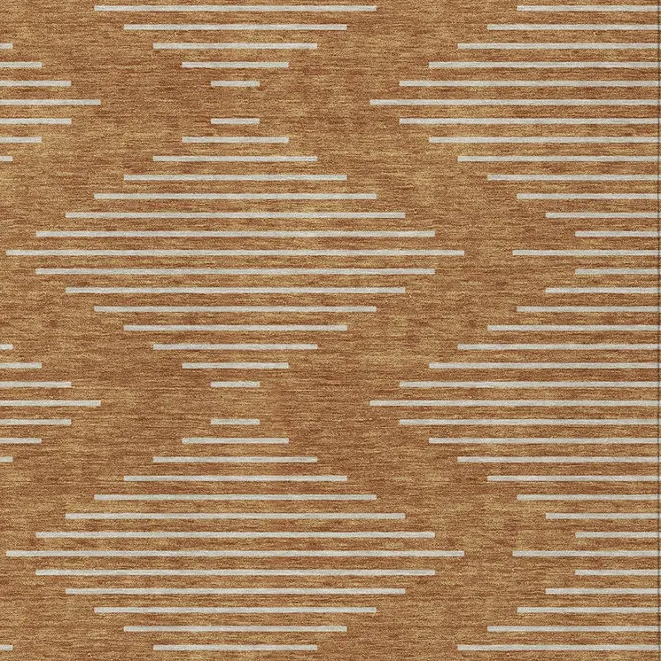 10' X 14' Copper And Beige Geometric Washable Indoor Outdoor Area Rug
