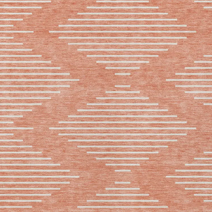 10' X 14' Salmon And Ivory Geometric Washable Indoor Outdoor Area Rug