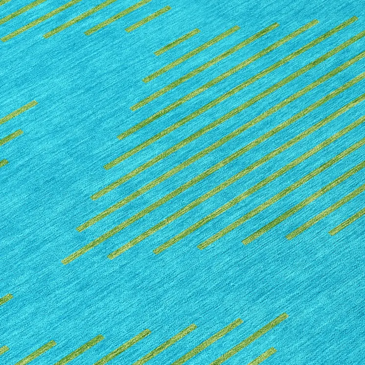 5' X 8' Aqua And Green Geometric Washable Indoor Outdoor Area Rug
