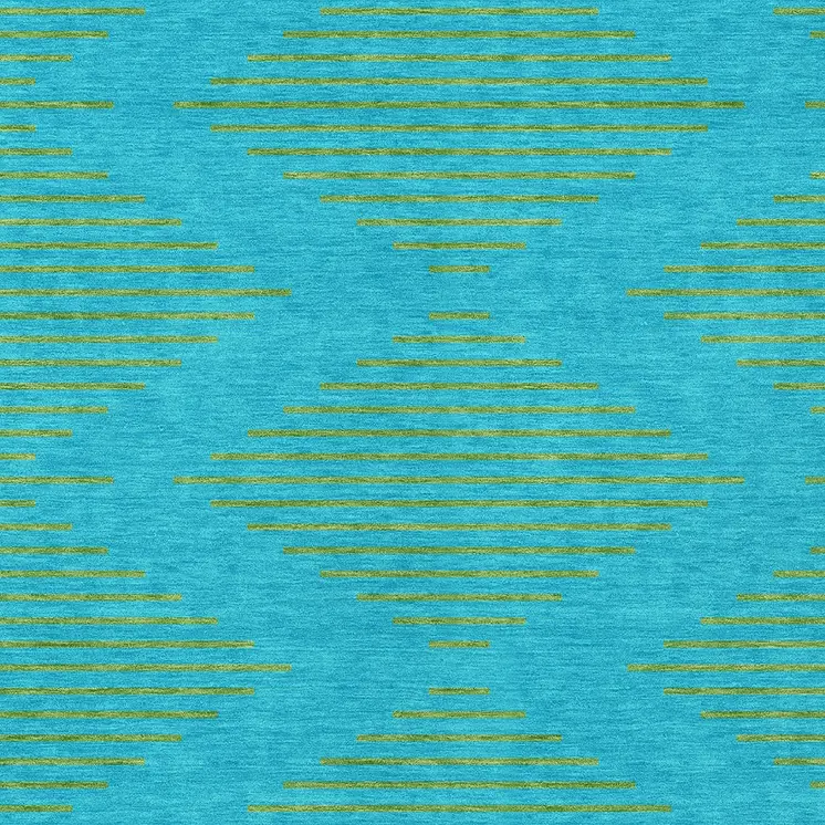 8' X 10' Aqua And Green Geometric Washable Indoor Outdoor Area Rug
