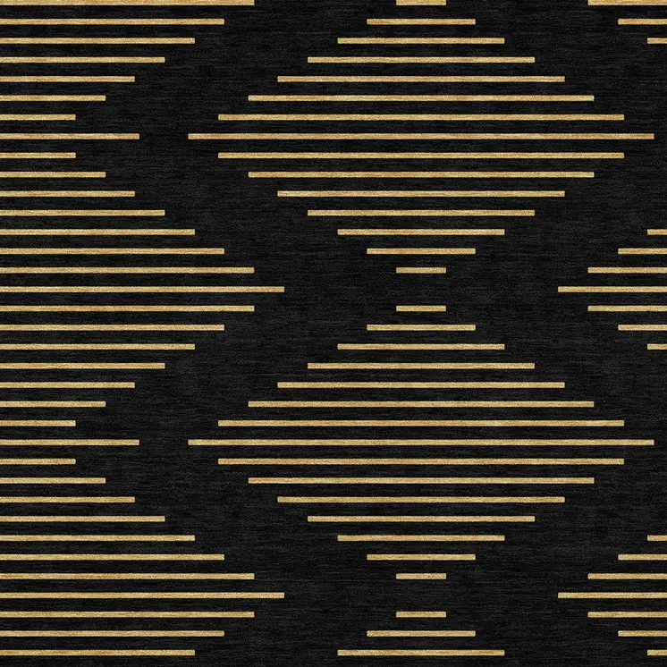 3' X 5' Black And Beige Geometric Washable Indoor Outdoor Area Rug