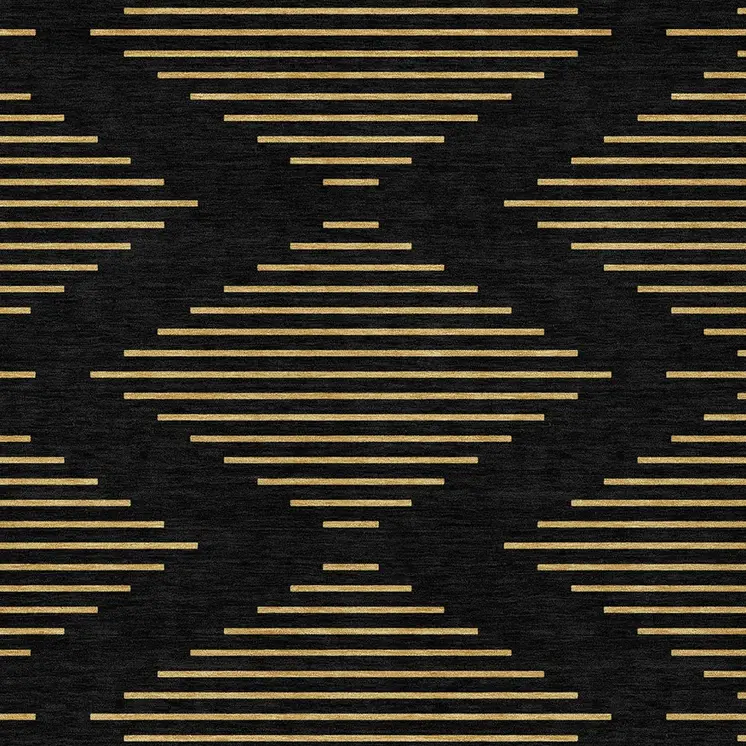 5' X 8' Black And Beige Geometric Washable Indoor Outdoor Area Rug