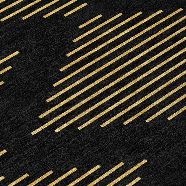 8' Black And Beige Round Geometric Washable Indoor Outdoor Area Rug