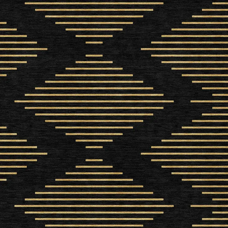 8' X 10' Black And Beige Geometric Washable Indoor Outdoor Area Rug