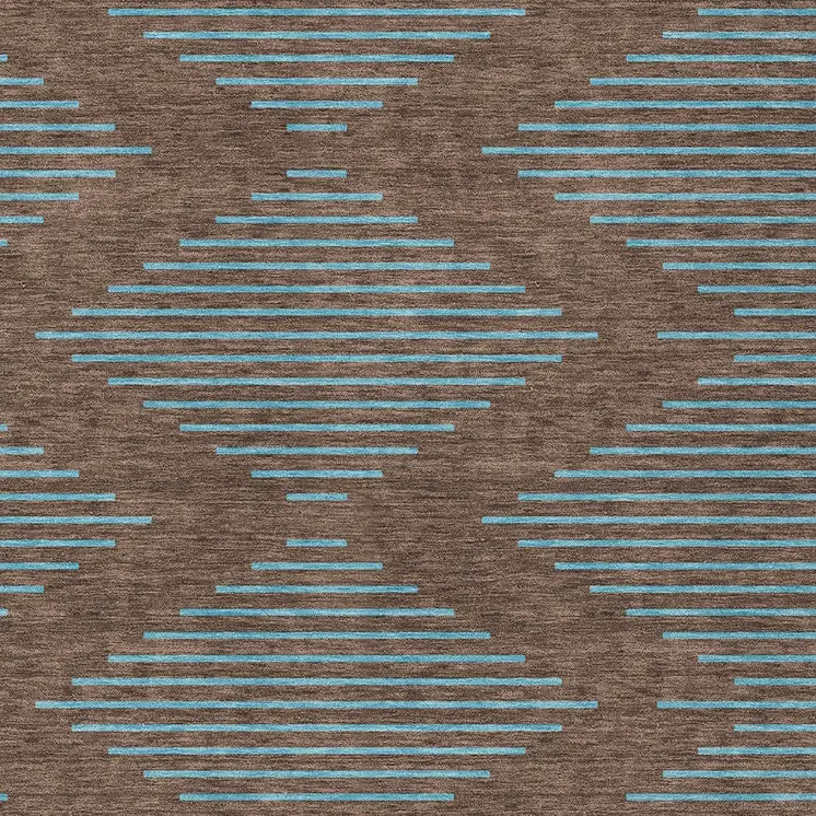5' X 8' Brown And Aqua Geometric Washable Indoor Outdoor Area Rug
