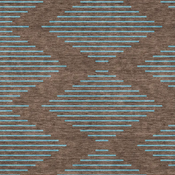10' X 14' Brown And Aqua Geometric Washable Indoor Outdoor Area Rug