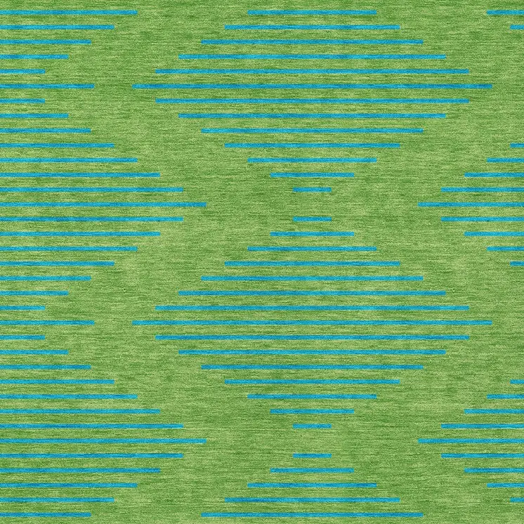 3' X 5' Green And Aqua Geometric Washable Indoor Outdoor Area Rug