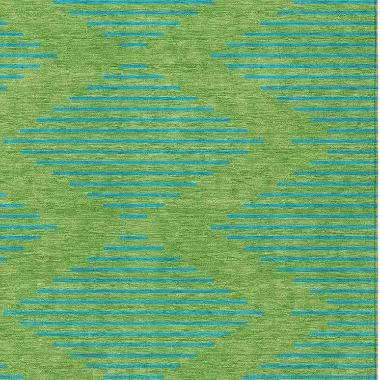 5' X 8' Green And Aqua Geometric Washable Indoor Outdoor Area Rug