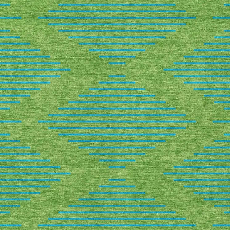 8' X 10' Green And Aqua Geometric Washable Indoor Outdoor Area Rug