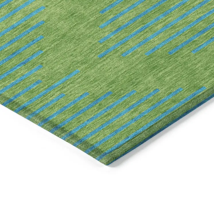 8' X 10' Green And Aqua Geometric Washable Indoor Outdoor Area Rug