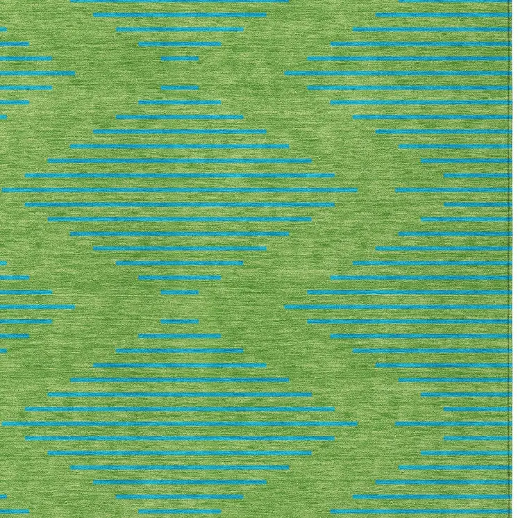 9' X 12' Green And Aqua Geometric Washable Indoor Outdoor Area Rug