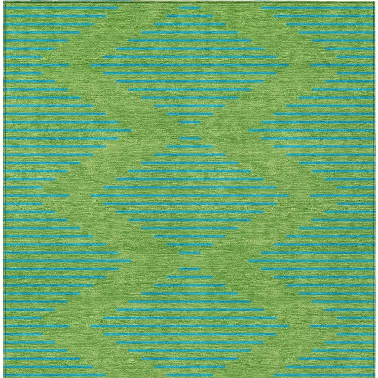10' X 14' Green And Aqua Geometric Washable Indoor Outdoor Area Rug