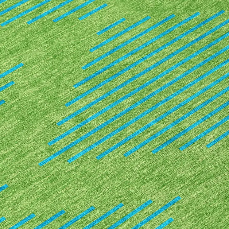 10' X 14' Green And Aqua Geometric Washable Indoor Outdoor Area Rug