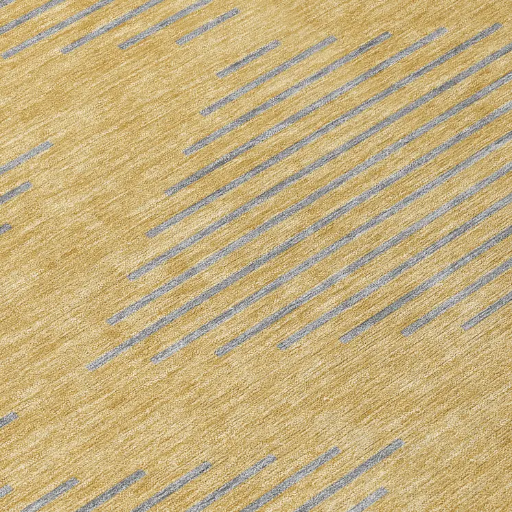 8' Gold And Ivory Round Geometric Washable Indoor Outdoor Area Rug