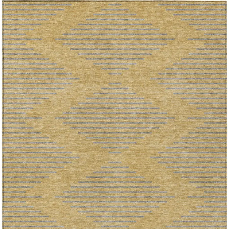 8' X 10' Gold And Ivory Geometric Washable Indoor Outdoor Area Rug