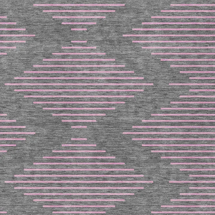 5' X 8' Gray And Pink Geometric Washable Indoor Outdoor Area Rug