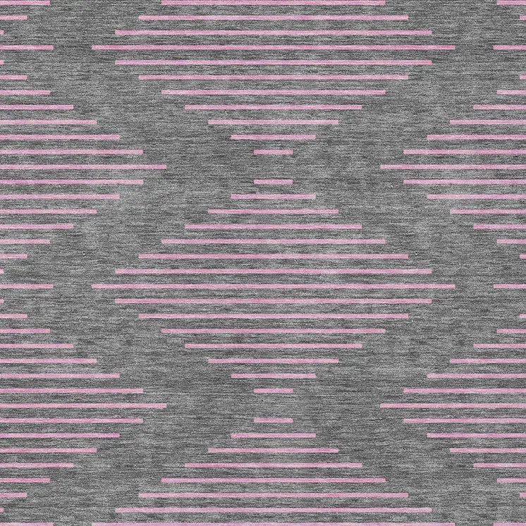 9' X 12' Gray And Pink Geometric Washable Indoor Outdoor Area Rug