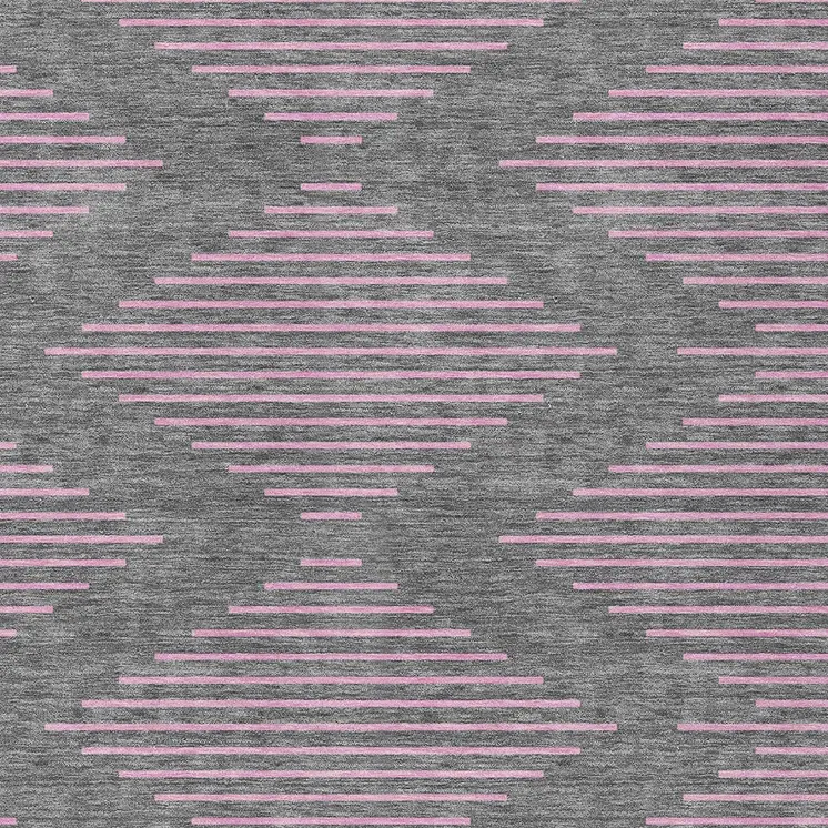 10' X 14' Gray And Pink Geometric Washable Indoor Outdoor Area Rug