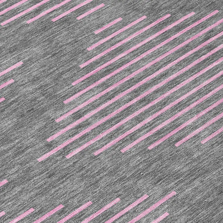 10' X 14' Gray And Pink Geometric Washable Indoor Outdoor Area Rug