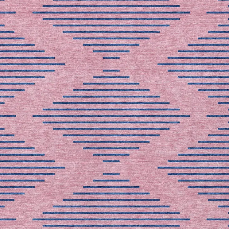 3' X 5' Pink And Blue Geometric Washable Indoor Outdoor Area Rug