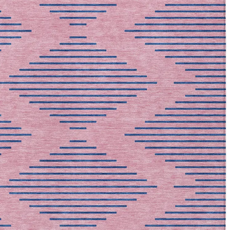 8' X 10' Pink And Blue Geometric Washable Indoor Outdoor Area Rug