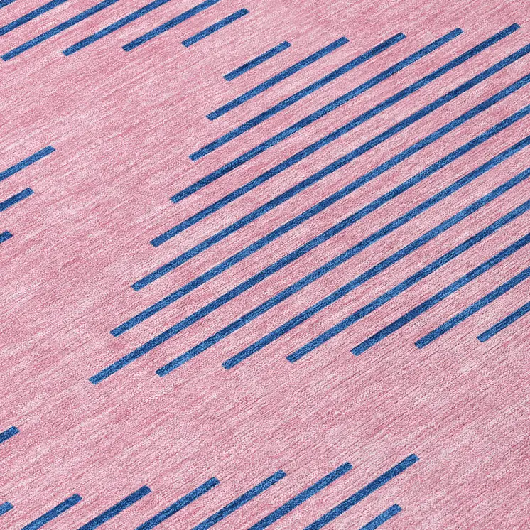 10' X 14' Pink And Blue Geometric Washable Indoor Outdoor Area Rug