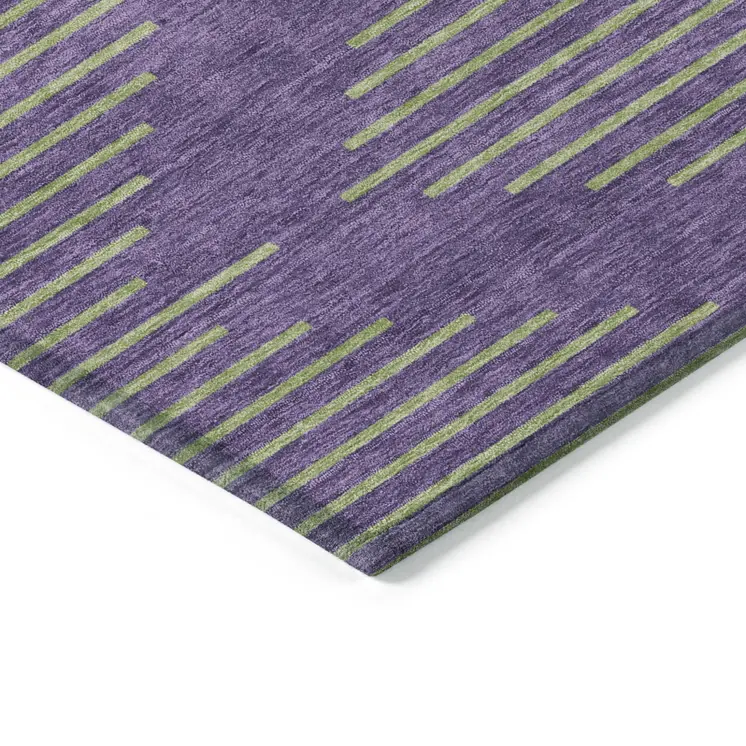 3' X 5' Purple And Green Geometric Washable Indoor Outdoor Area Rug