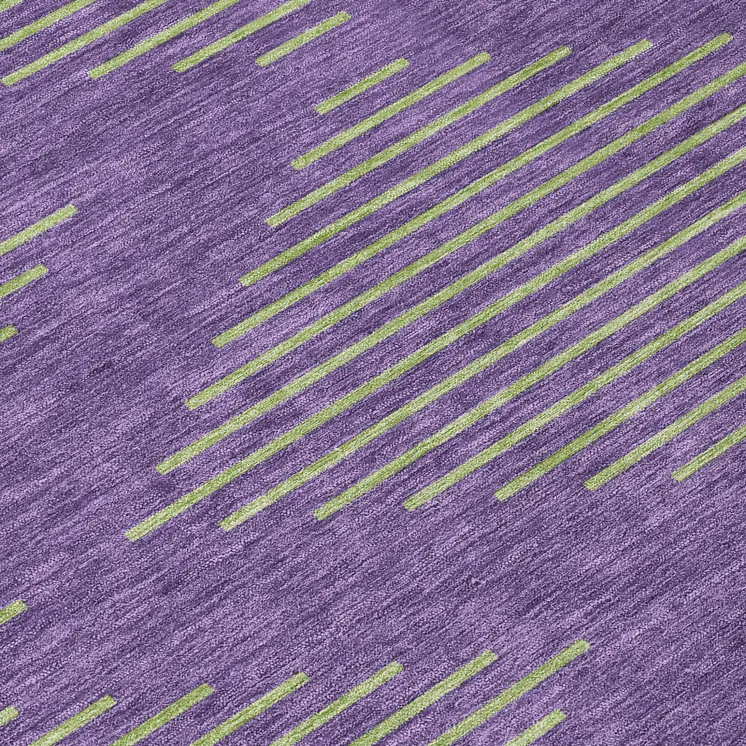 8' Purple And Green Round Geometric Washable Indoor Outdoor Area Rug