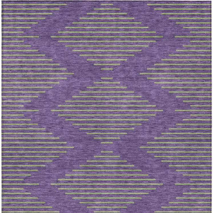 9' X 12' Purple And Green Geometric Washable Indoor Outdoor Area Rug