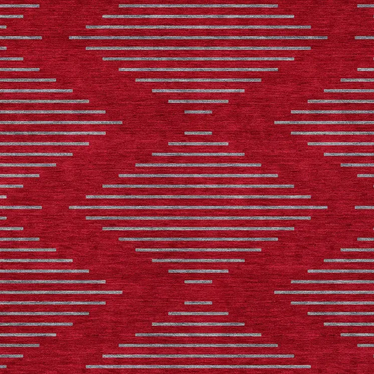 5' X 8' Red And Gray Geometric Washable Indoor Outdoor Area Rug