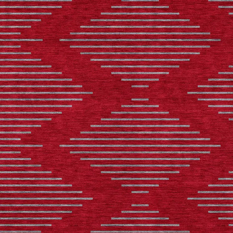 8' X 10' Red And Gray Geometric Washable Indoor Outdoor Area Rug