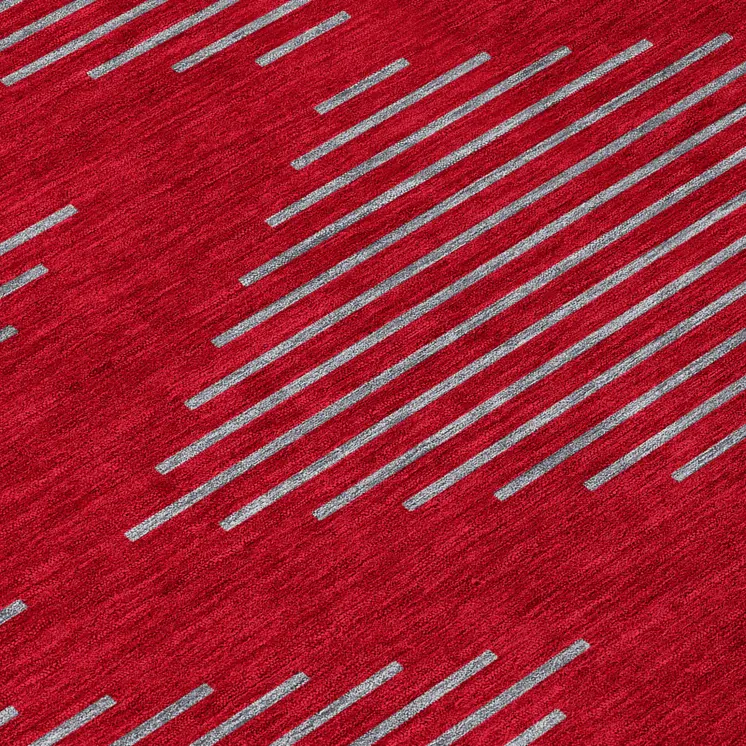 8' X 10' Red And Gray Geometric Washable Indoor Outdoor Area Rug
