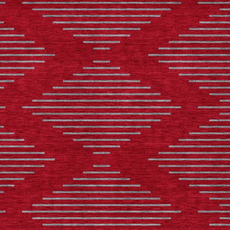 9' X 12' Red And Gray Geometric Washable Indoor Outdoor Area Rug