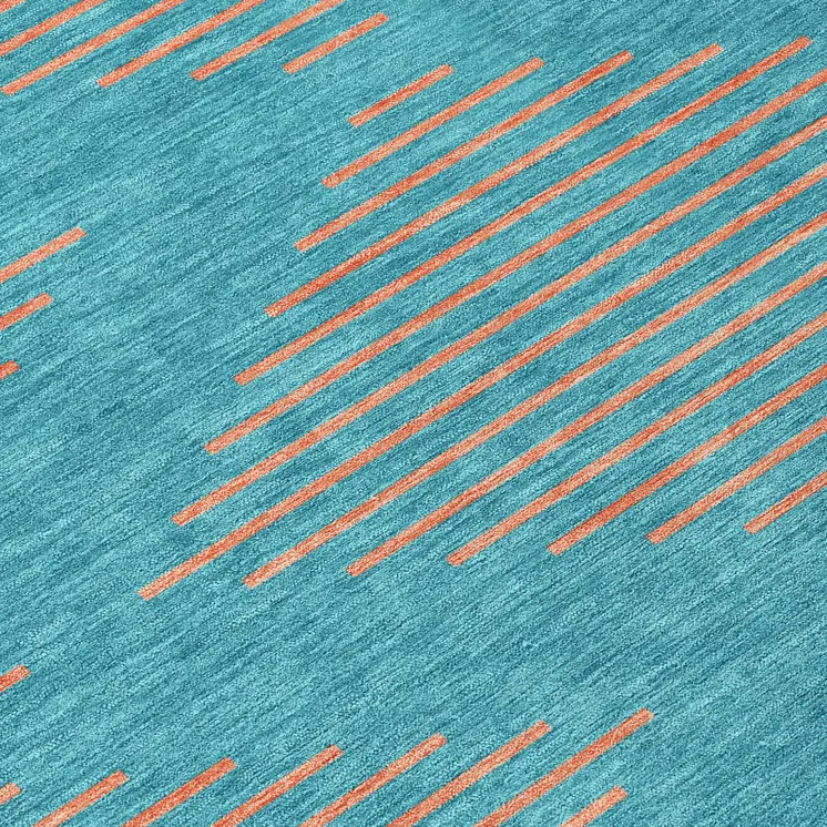 8' Teal Blue And Pink Round Geometric Washable Indoor Outdoor Area Rug