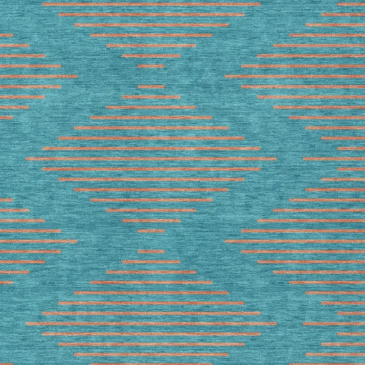 8' X 10' Teal Blue And Pink Geometric Washable Indoor Outdoor Area Rug