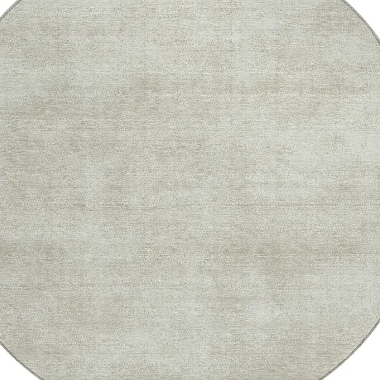 8' Beige Round Washable Indoor Outdoor Area Rug