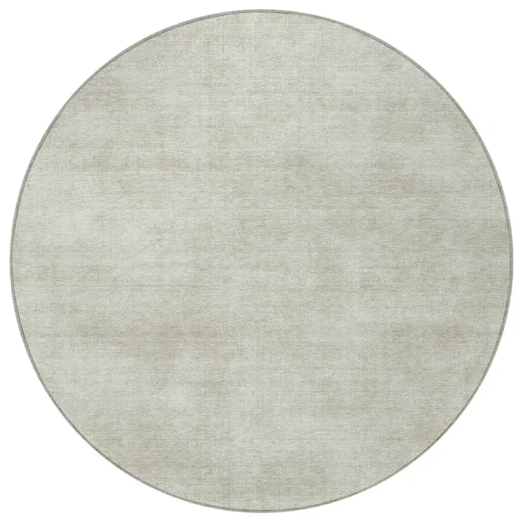 8' Beige Round Washable Indoor Outdoor Area Rug