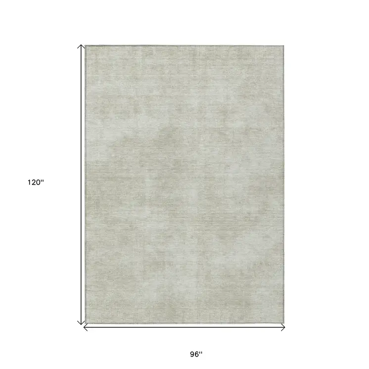 8' X 10' Beige Washable Indoor Outdoor Area Rug