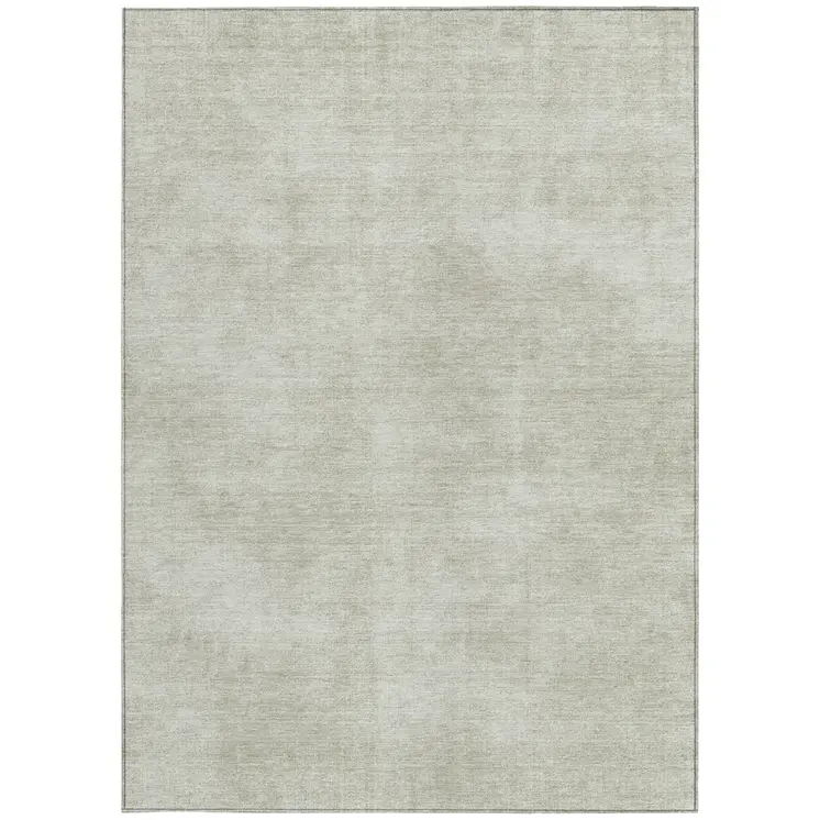 9' X 12' Beige Washable Indoor Outdoor Area Rug