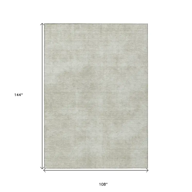 9' X 12' Beige Washable Indoor Outdoor Area Rug