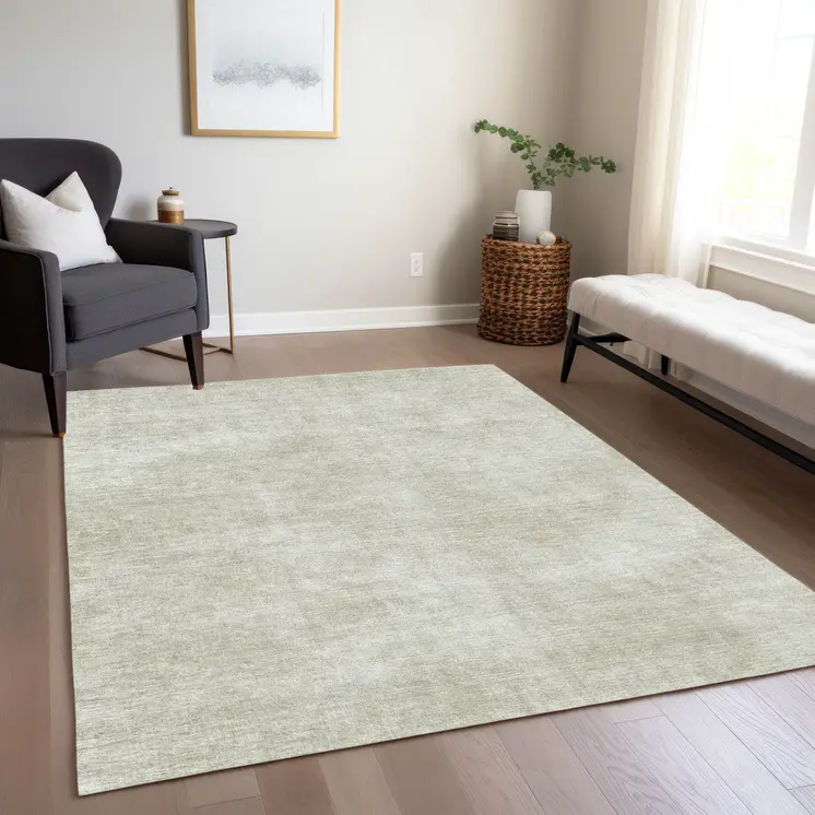 9' X 12' Beige Washable Indoor Outdoor Area Rug