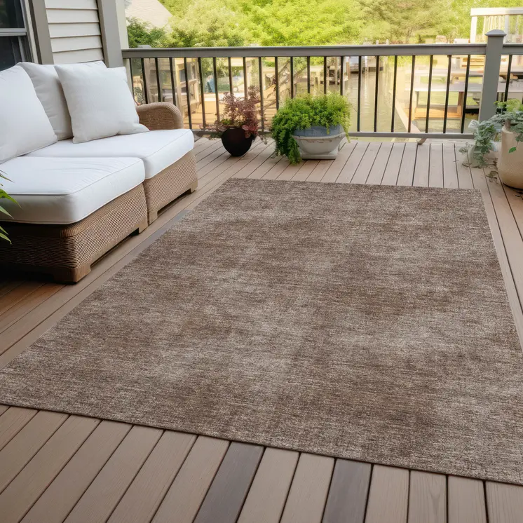 3' X 5' Brown Washable Indoor Outdoor Area Rug