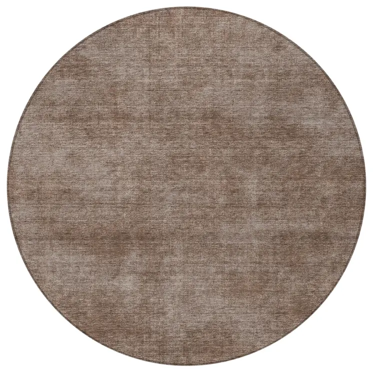 8' Brown Round Washable Indoor Outdoor Area Rug
