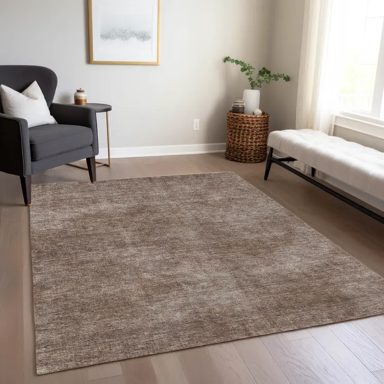 10' X 14' Brown Washable Indoor Outdoor Area Rug