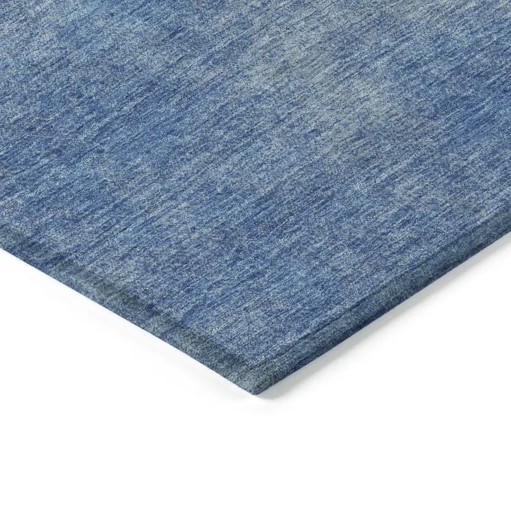 8' Blue Round Washable Indoor Outdoor Area Rug