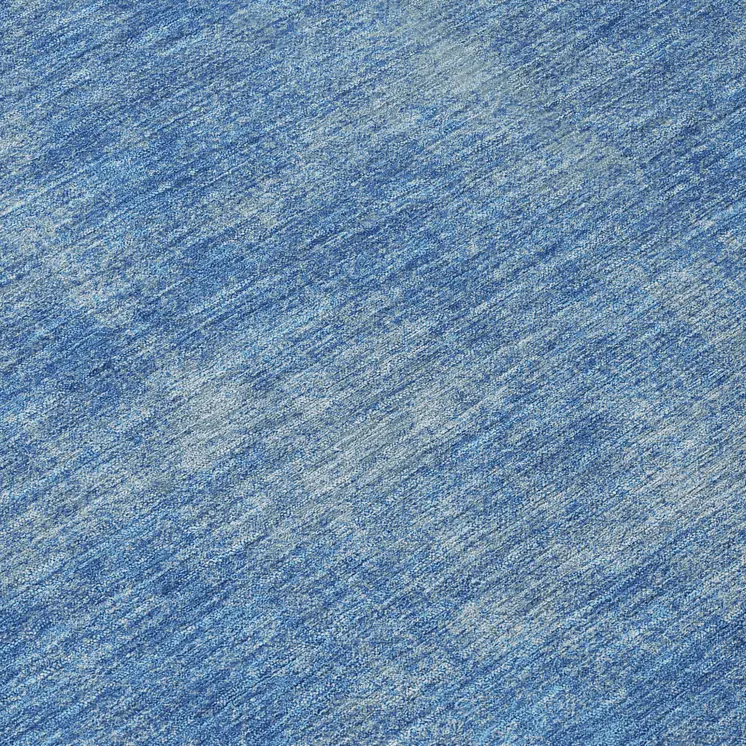 8' Blue Round Washable Indoor Outdoor Area Rug
