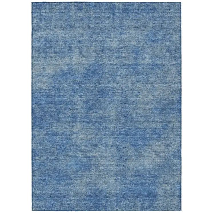 8' X 10' Blue Washable Indoor Outdoor Area Rug